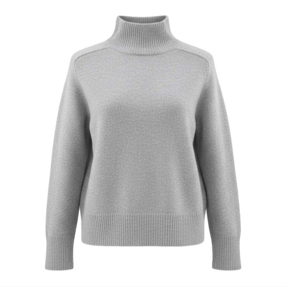 Women's Gray Turtleneck Wool Sweater
